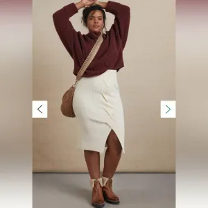 Like New Anthropologie Maeve Cable Knit Twist Midi Skirt in Ivory