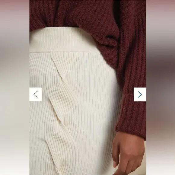 Like New Anthropologie Maeve Cable Knit Twist Midi Skirt in Ivory