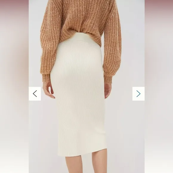Like New Anthropologie Maeve Cable Knit Twist Midi Skirt in Ivory