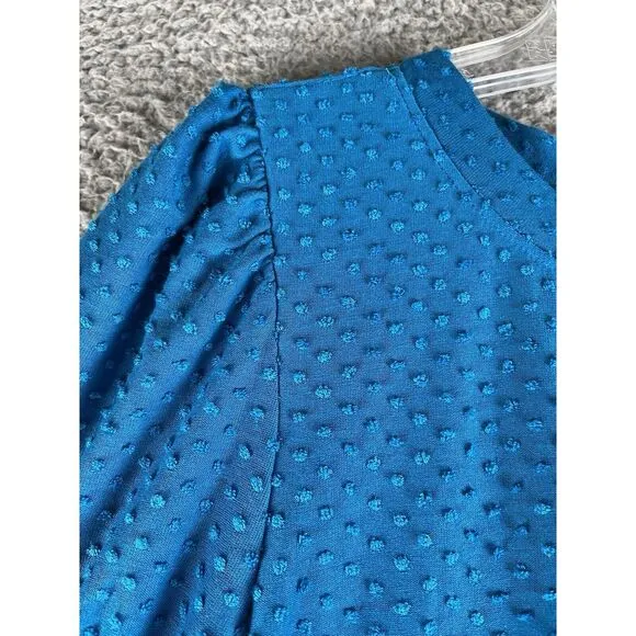 Lilly‎ Pulitzer Dress Womens Large Blue  Arlette  Long Sleeve Swiss Dot Tiered