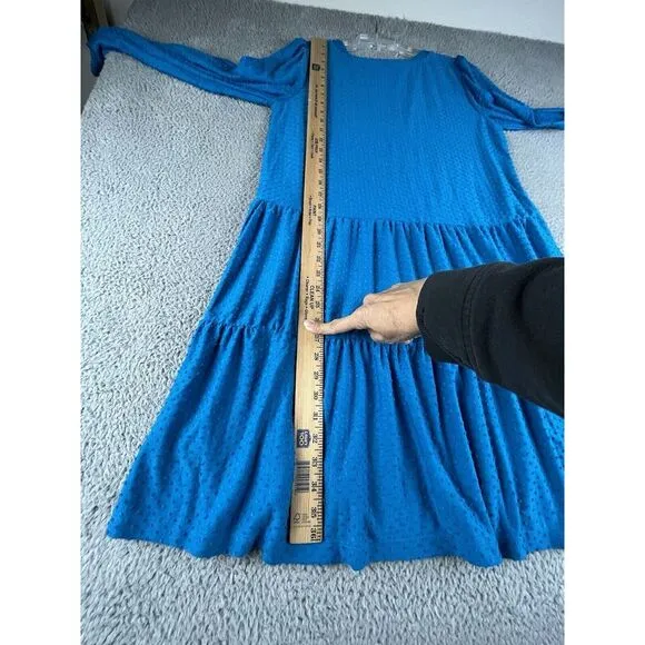Lilly‎ Pulitzer Dress Womens Large Blue  Arlette  Long Sleeve Swiss Dot Tiered
