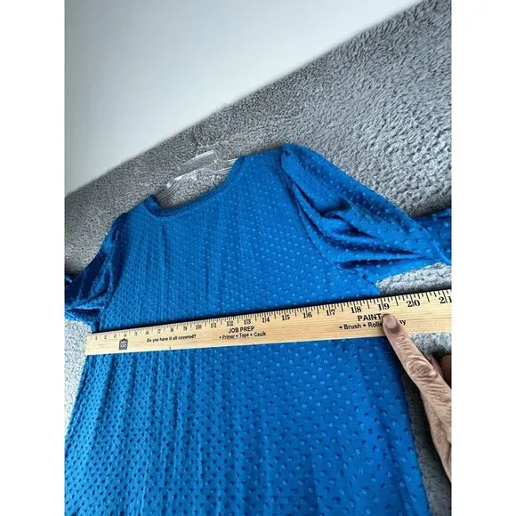 Lilly‎ Pulitzer Dress Womens Large Blue  Arlette  Long Sleeve Swiss Dot Tiered