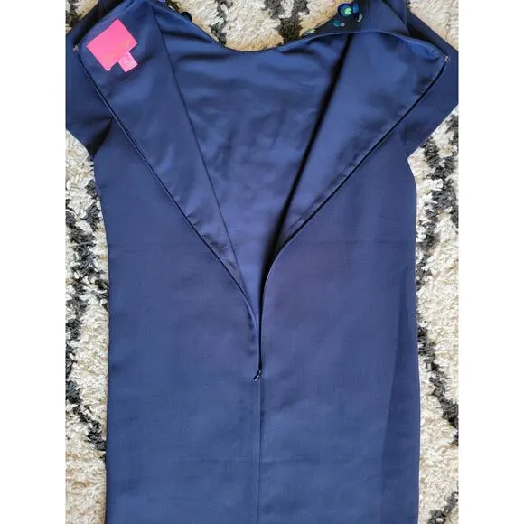 Lilly Pulitzer Havyn True Navy Embellished Sequin Shift Dress Size 8