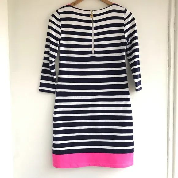 Lilly Pulitzer Navy Pink Striped Shift Dress