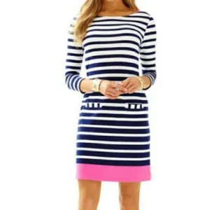 Lilly Pulitzer Navy Pink Striped Shift Dress