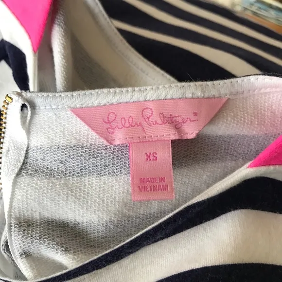 Lilly Pulitzer Navy Pink Striped Shift Dress