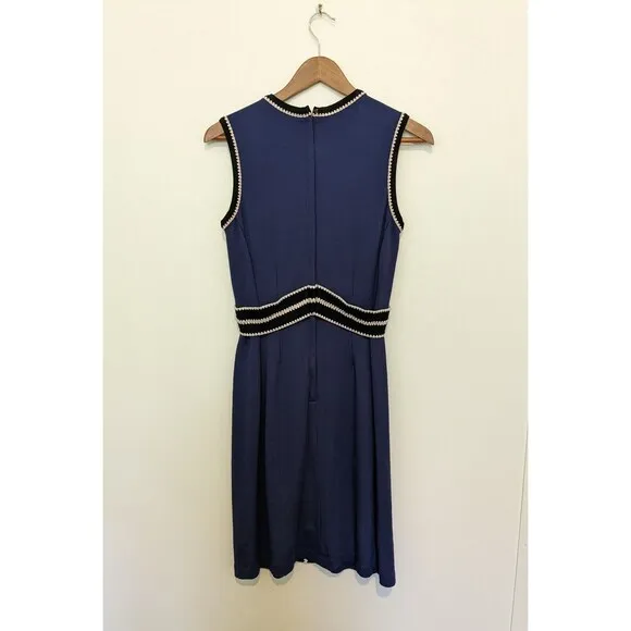 Lilly Pulitzer Shift Mini Dress S Navy Blue Knit Sleeveless Retro Stretch