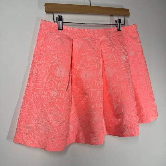 Lilly Pulitzer Skirt Women 12 Peachy Pink Harlie Pleated Style #23483 Barbie