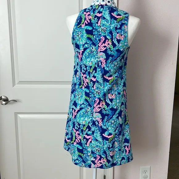Lilly Pulitzer Sleeveless Jane Shift Dress in Corsica Blue Turtle Villa