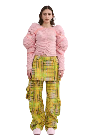 LIME PLAID LAWN SKIRT CARGO PANT