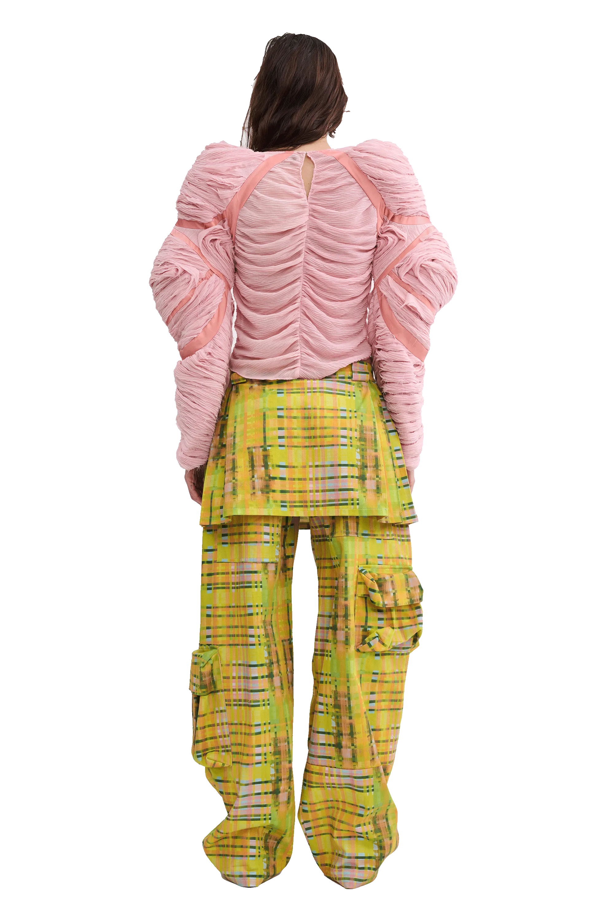 LIME PLAID LAWN SKIRT CARGO PANT
