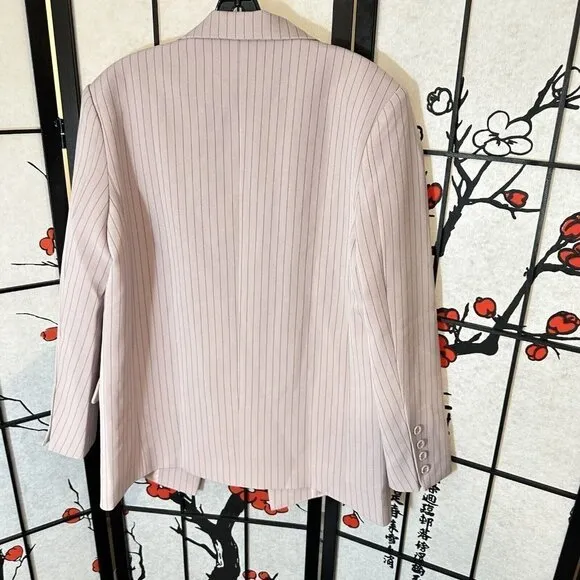LIONESS NYC OVERSIZED BLAZER PINK PINSTRIPE SIZE XXS One Button NEW