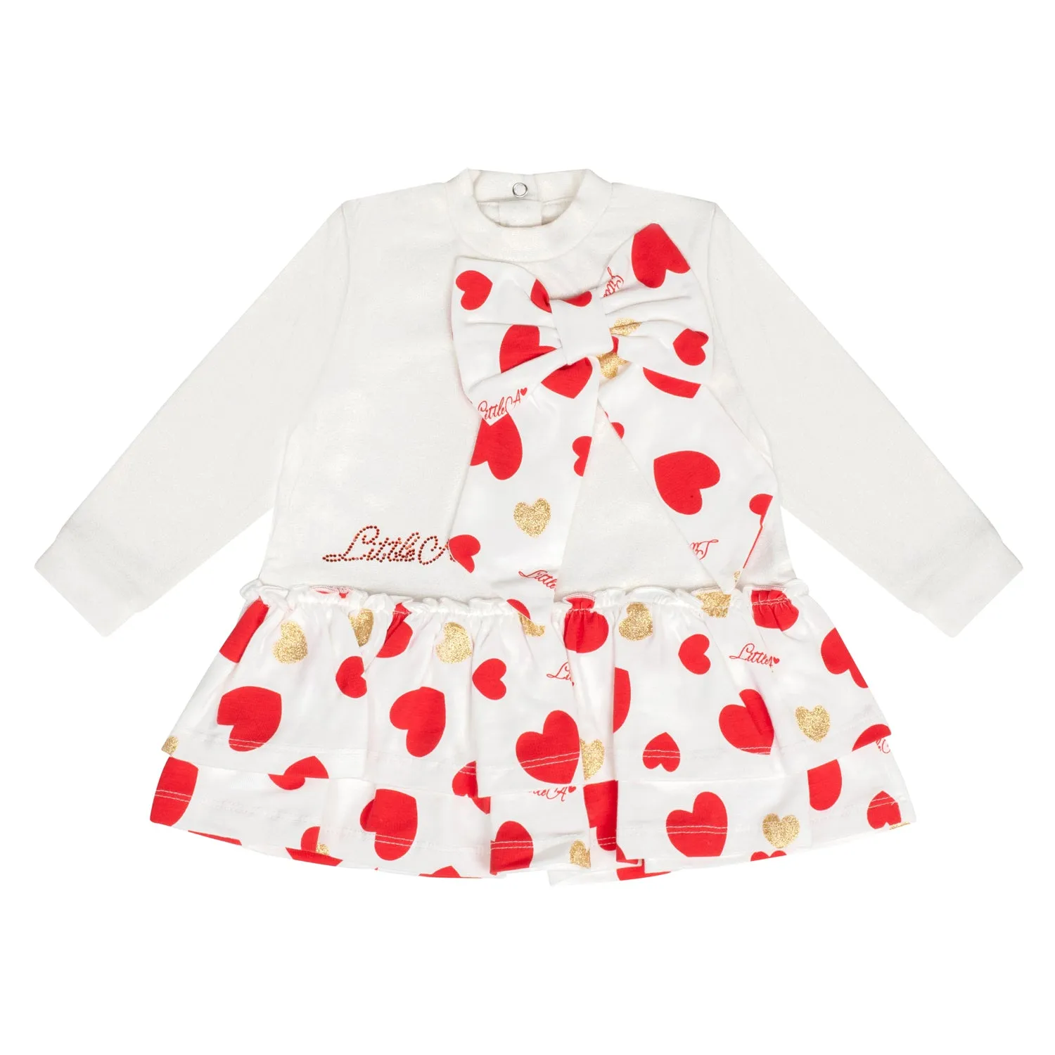 Little A HANNAH Snow White Heart Print Bow Dress LA24417