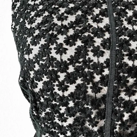 Loft Black Sleeveless Floral Lace Knee Length Shift Tunic Dress Size 4/M