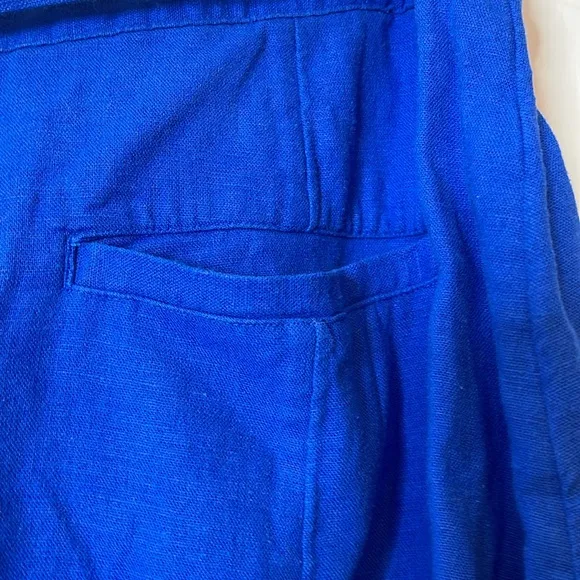 Loft Linen Blend Midi Skirt with Slit Royal Blue Size 16