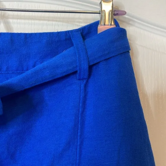 Loft Linen Blend Midi Skirt with Slit Royal Blue Size 16