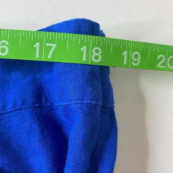 Loft Linen Blend Midi Skirt with Slit Royal Blue Size 16