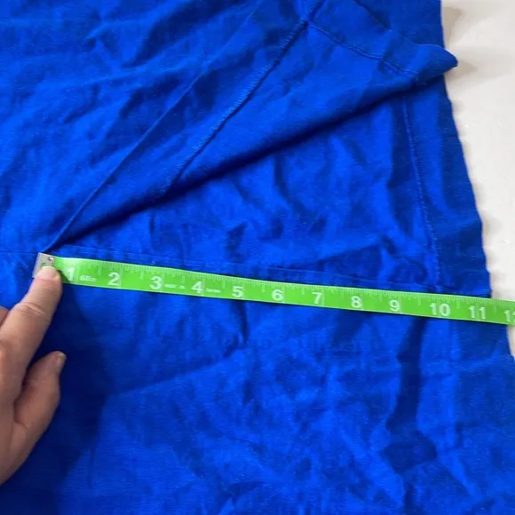 Loft Linen Blend Midi Skirt with Slit Royal Blue Size 16