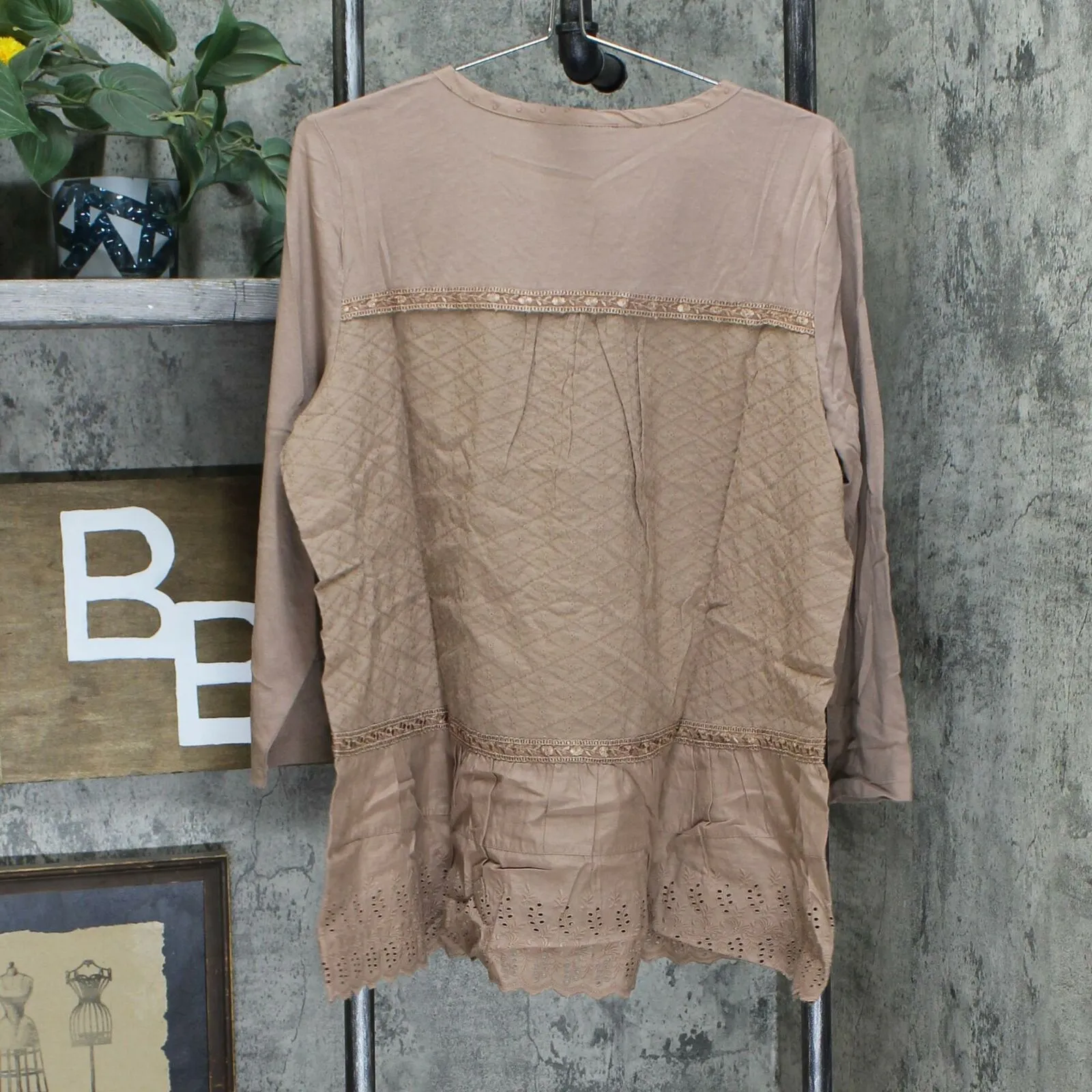 LOGO by Lori Goldstein Lavish Button-Front Woven Top With Knit Sleeves