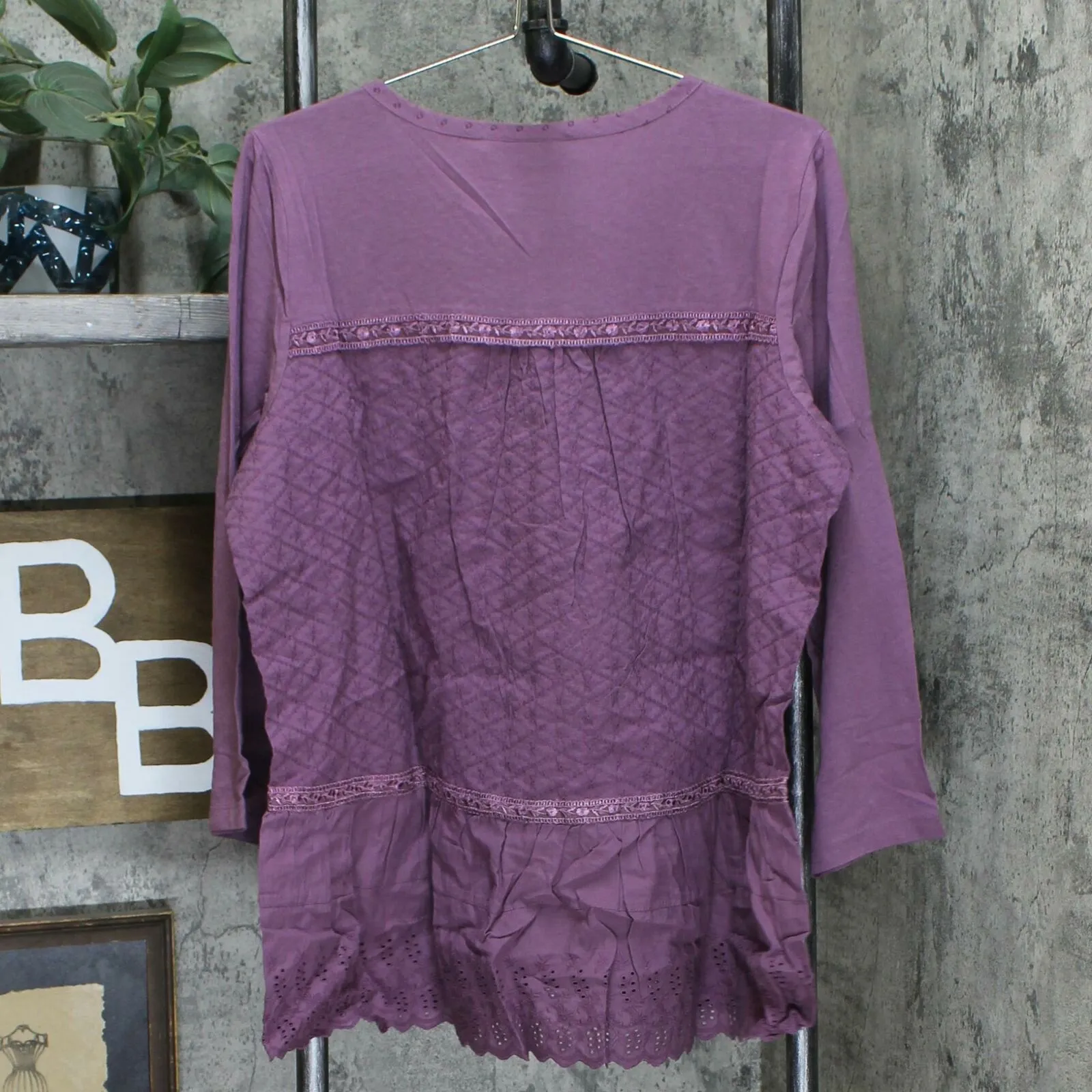LOGO by Lori Goldstein Lavish Button-Front Woven Top With Knit Sleeves