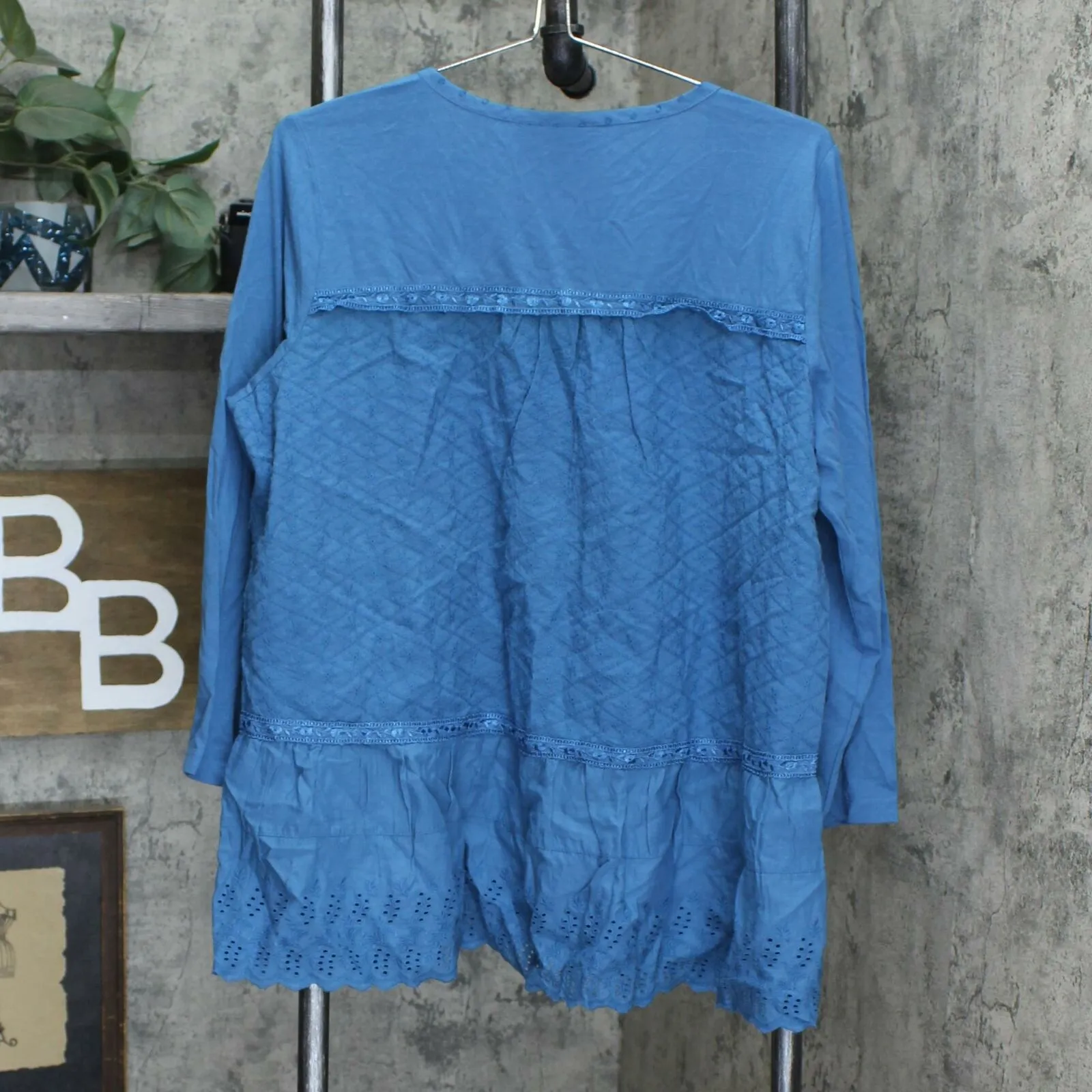 LOGO by Lori Goldstein Lavish Button-Front Woven Top With Knit Sleeves