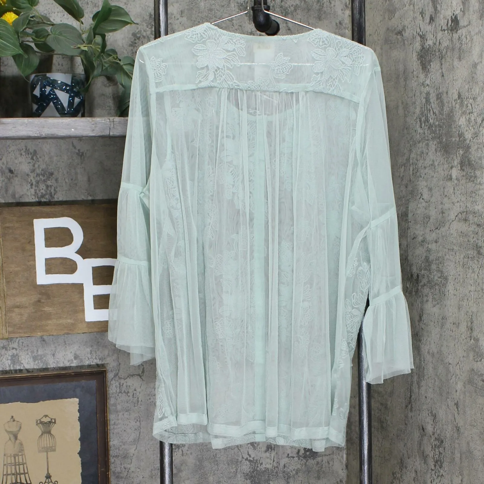 LOGO by Lori Goldstein Women's Plus Lavish Embroidered Mesh Blouse