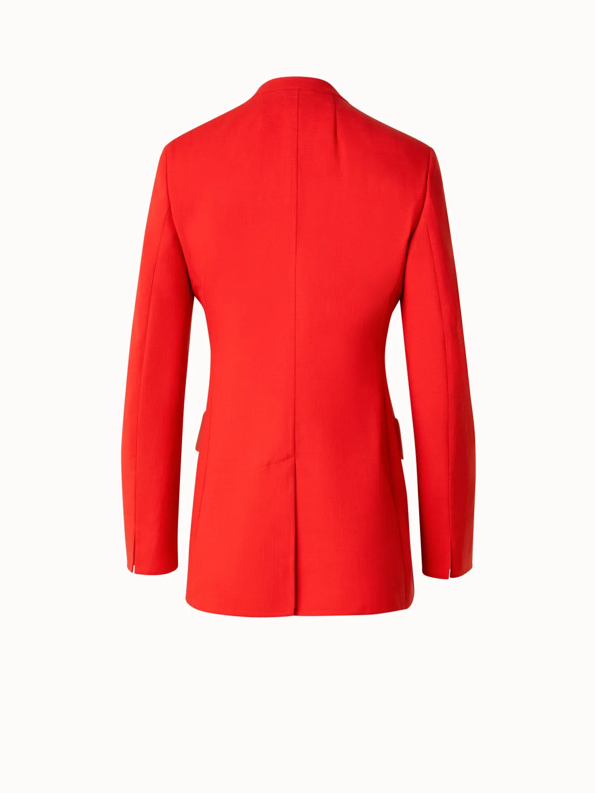 Long Double-Breasted Jacket in Wool Double-Face