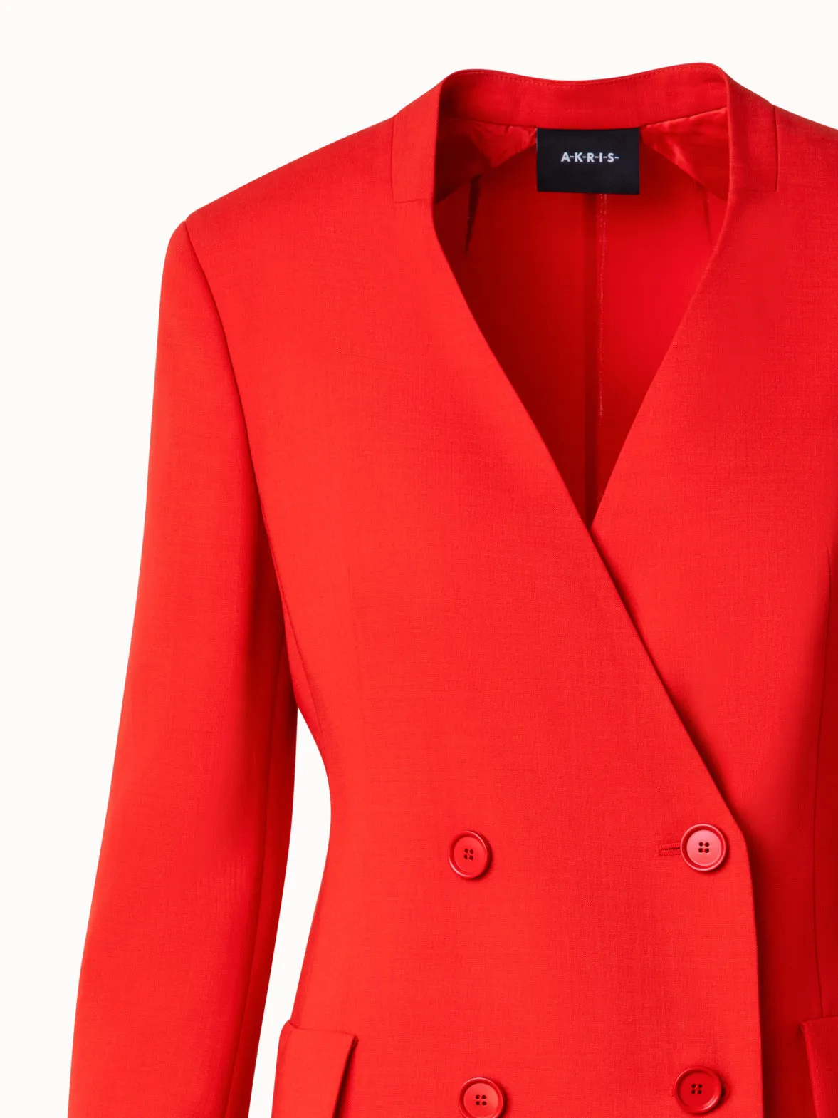 Long Double-Breasted Jacket in Wool Double-Face