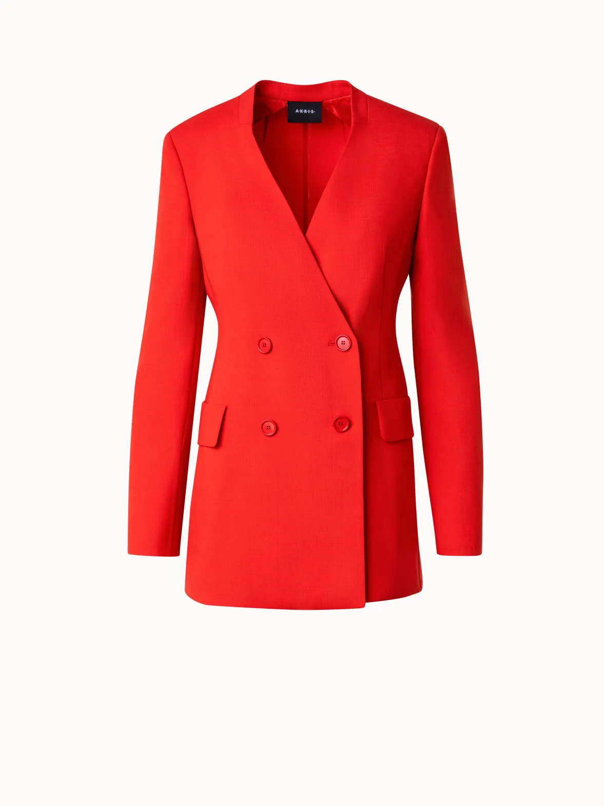 Long Double-Breasted Jacket in Wool Double-Face