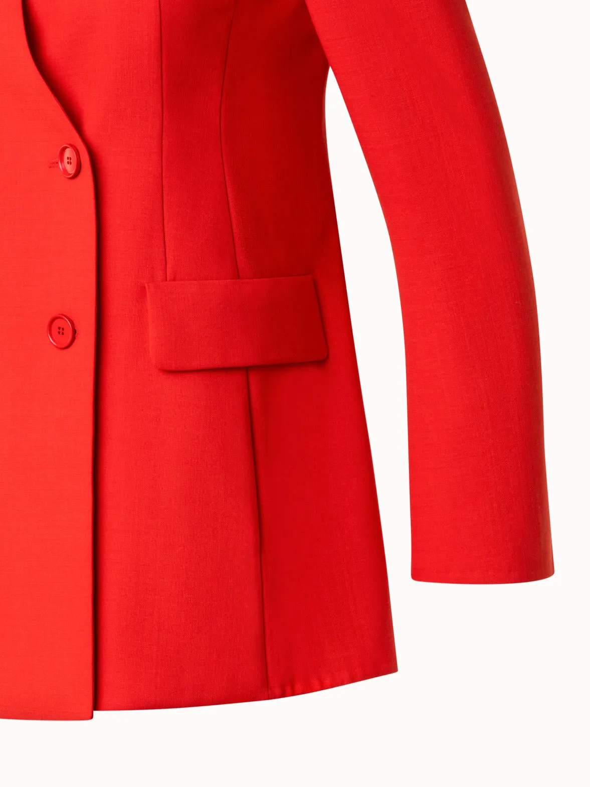 Long Double-Breasted Jacket in Wool Double-Face