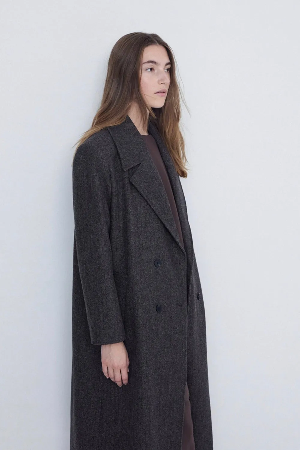 Long Wool Coat Dark Grey