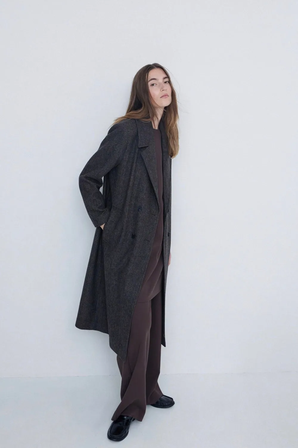 Long Wool Coat Dark Grey