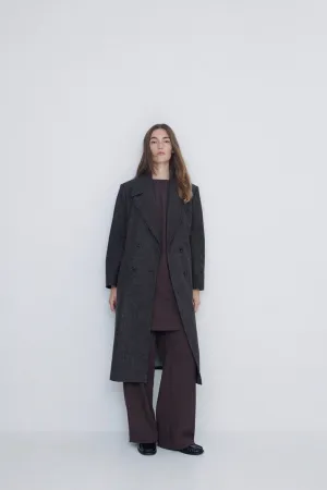 Long Wool Coat Dark Grey