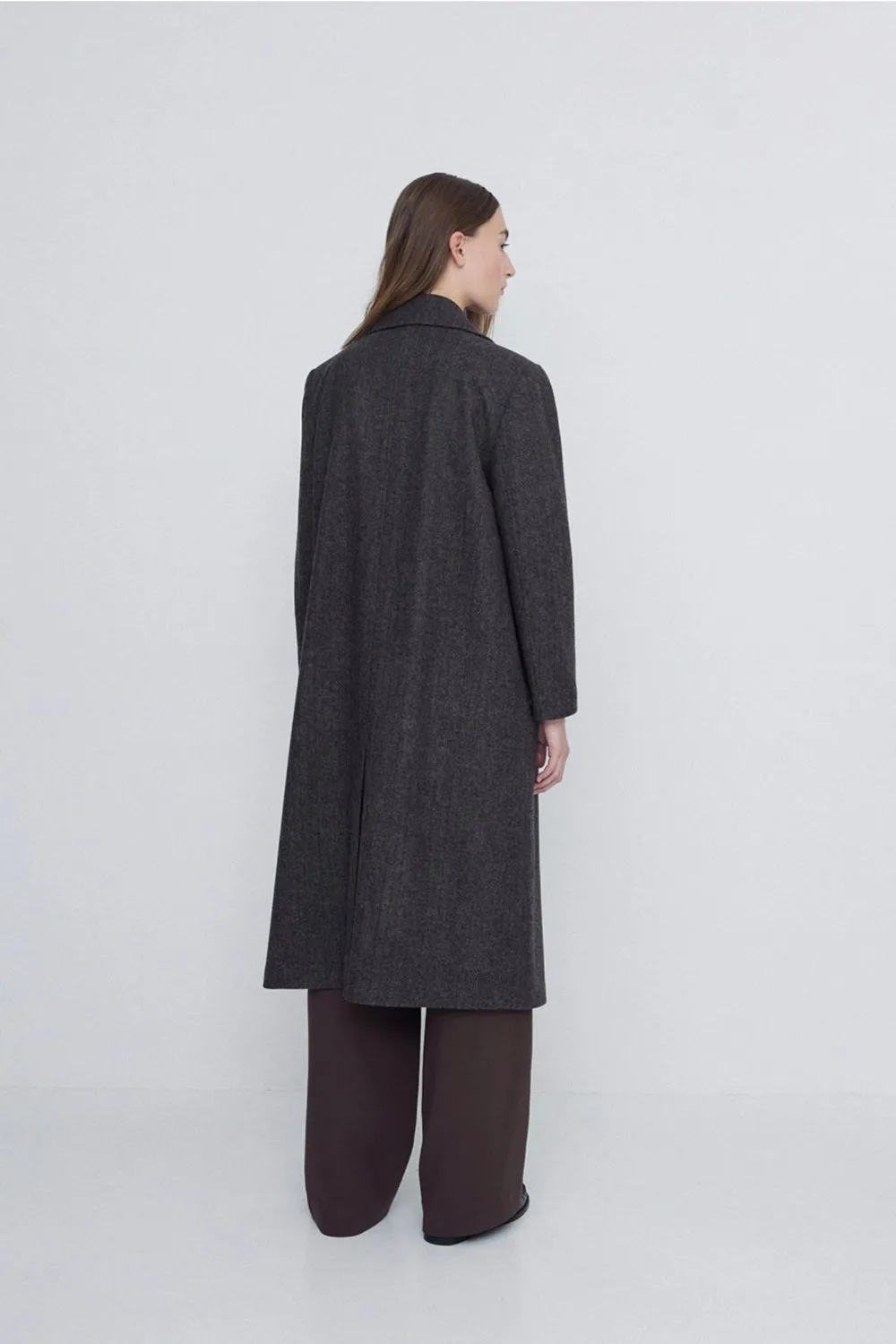 Long Wool Coat Dark Grey