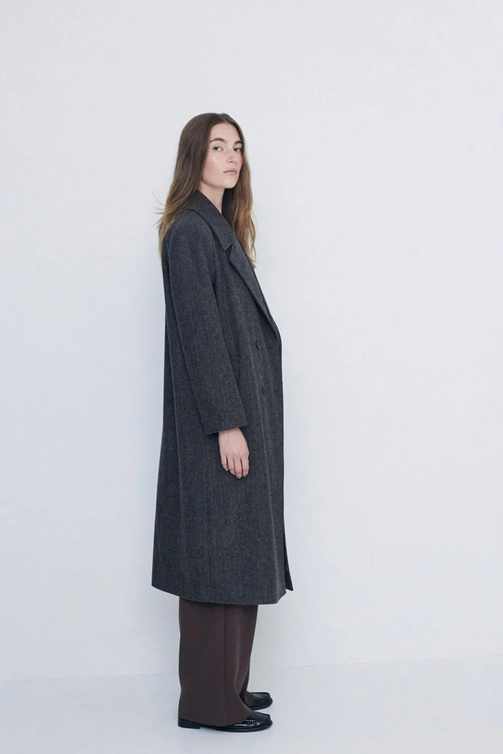 Long Wool Coat Dark Grey