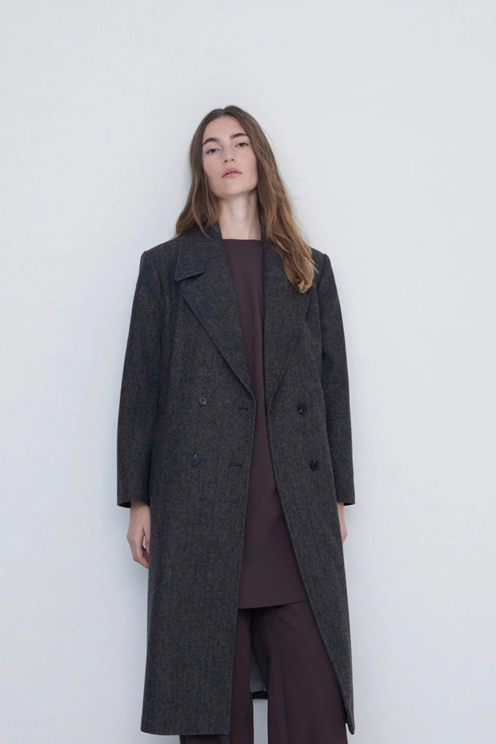 Long Wool Coat Dark Grey