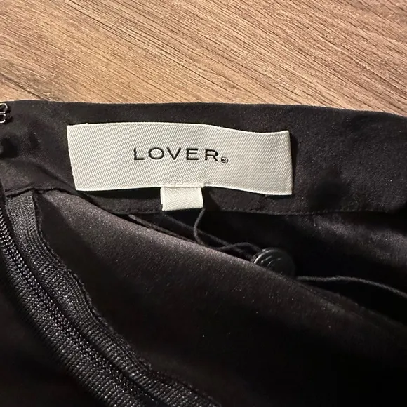 Lover Black Asymmetric Ruffle 100% Silk Skirt Size 2