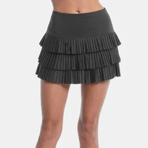 Lucky in Love Mon Amie Pleated Tier Skirt Pickleball Tennis Golf Gray Small