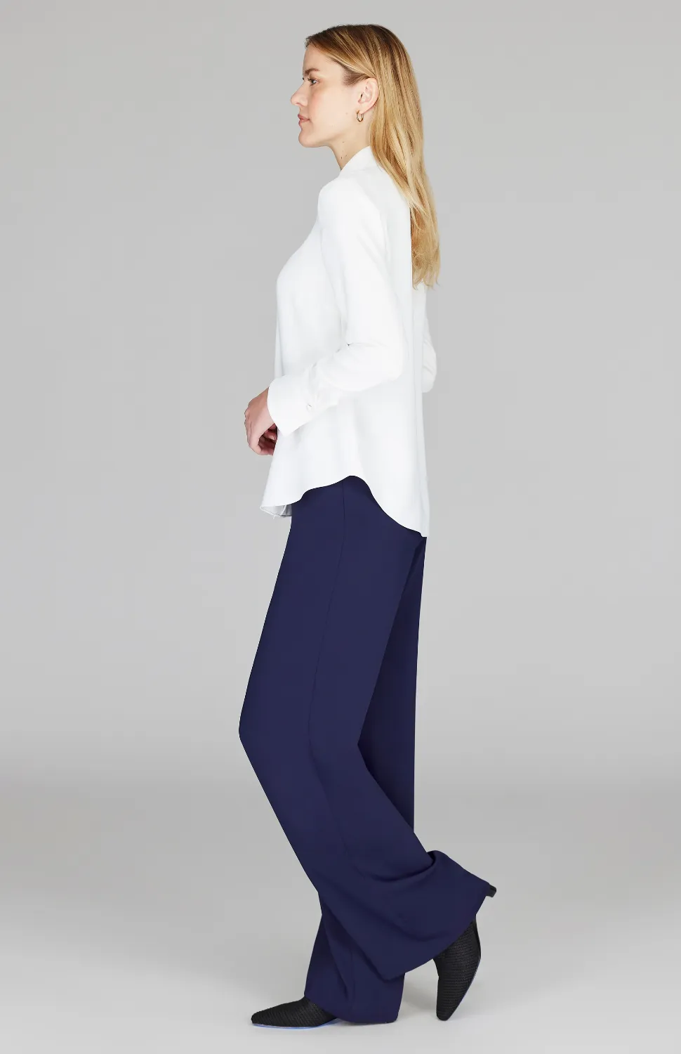 Lustrous Crepe Tailored Button Down Shirt