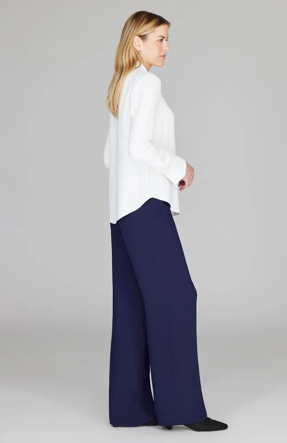 Lustrous Crepe Tailored Button Down Shirt