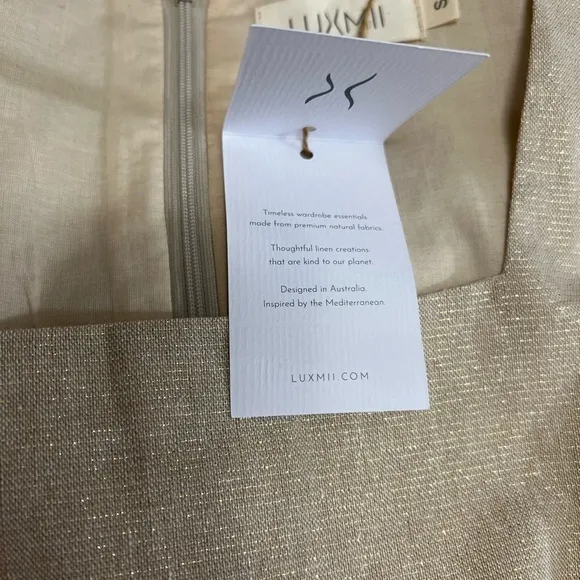 Luxmii Mini Linen S Shift Dress In Gold Metallic Linen Lurex W/ Sparkle
