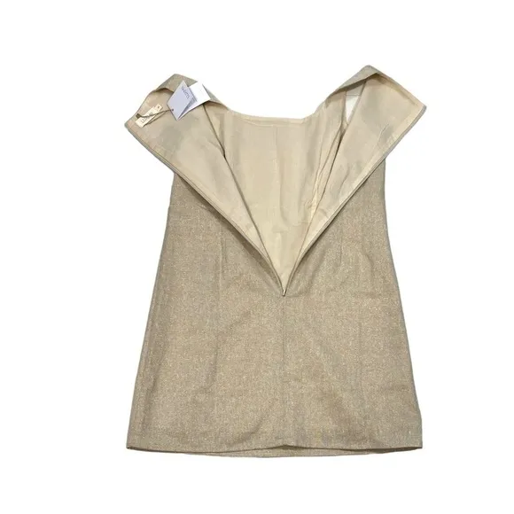 Luxmii Mini Linen S Shift Dress In Gold Metallic Linen Lurex W/ Sparkle
