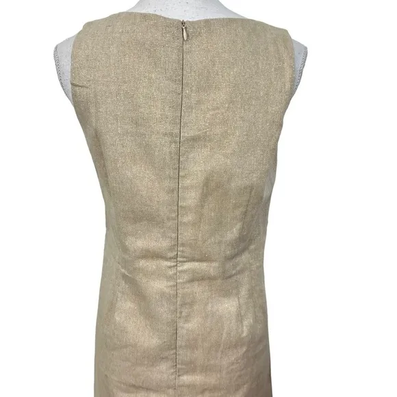 Luxmii Mini Linen S Shift Dress In Gold Metallic Linen Lurex W/ Sparkle