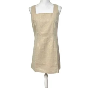 Luxmii Mini Linen S Shift Dress In Gold Metallic Linen Lurex W/ Sparkle