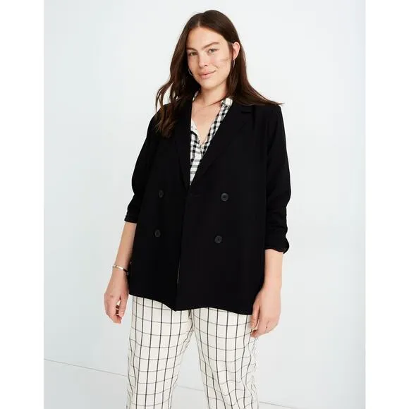 MADEWELL Caldwell Double Breasted Black Blazer #J8779 Professional Jacket