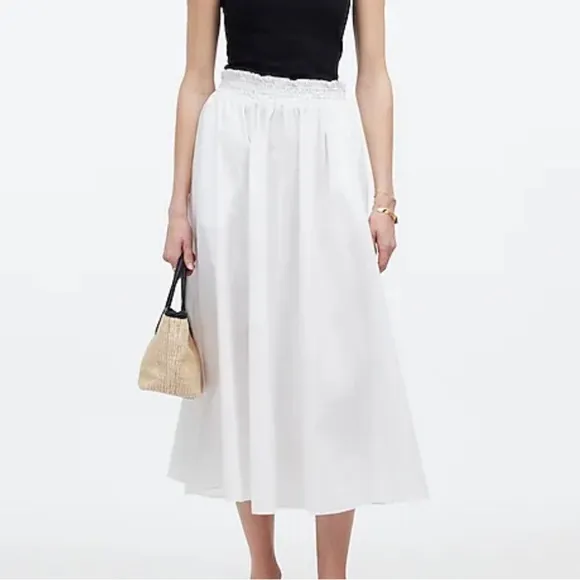 Madewell eyelet white Pull-On Paperbag Midi Skirt