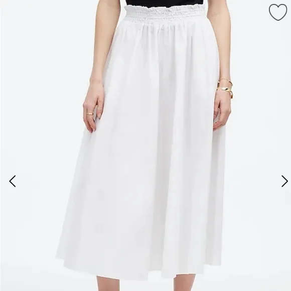 Madewell eyelet white Pull-On Paperbag Midi Skirt