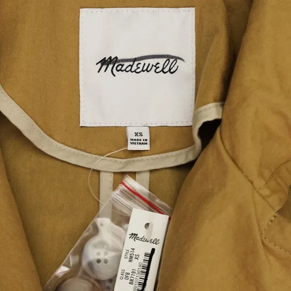 MADEWELL Size XS The Signature Trench Coat in Dark Khaki $218 NM514