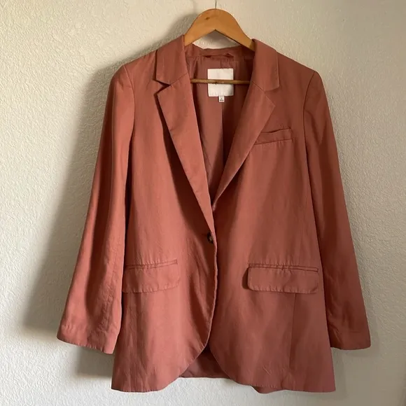 Madewell The Larsen Blazer Drapeweave Dried Rose NJ732 Size Large Oversized