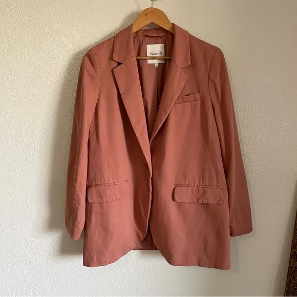 Madewell The Larsen Blazer Drapeweave Dried Rose NJ732 Size Large Oversized